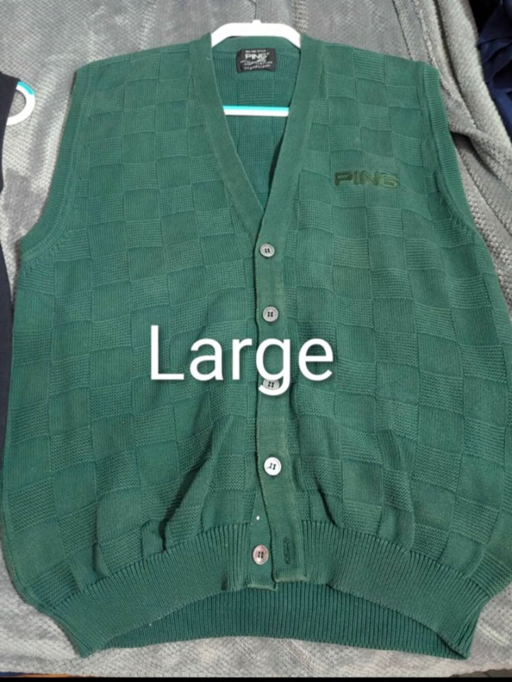 Green Ping Vest Knitted in Scotland Men's Size Large